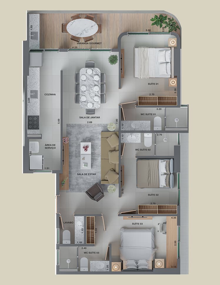 Apartamento 87m² Altana Oceania - Construtora Techne Altana Oceania, João Pessoa