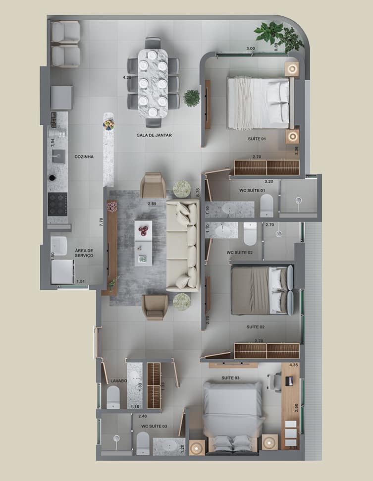 Apartamento 87m² Altana Oceania - Construtora Techne Altana Oceania, João Pessoa